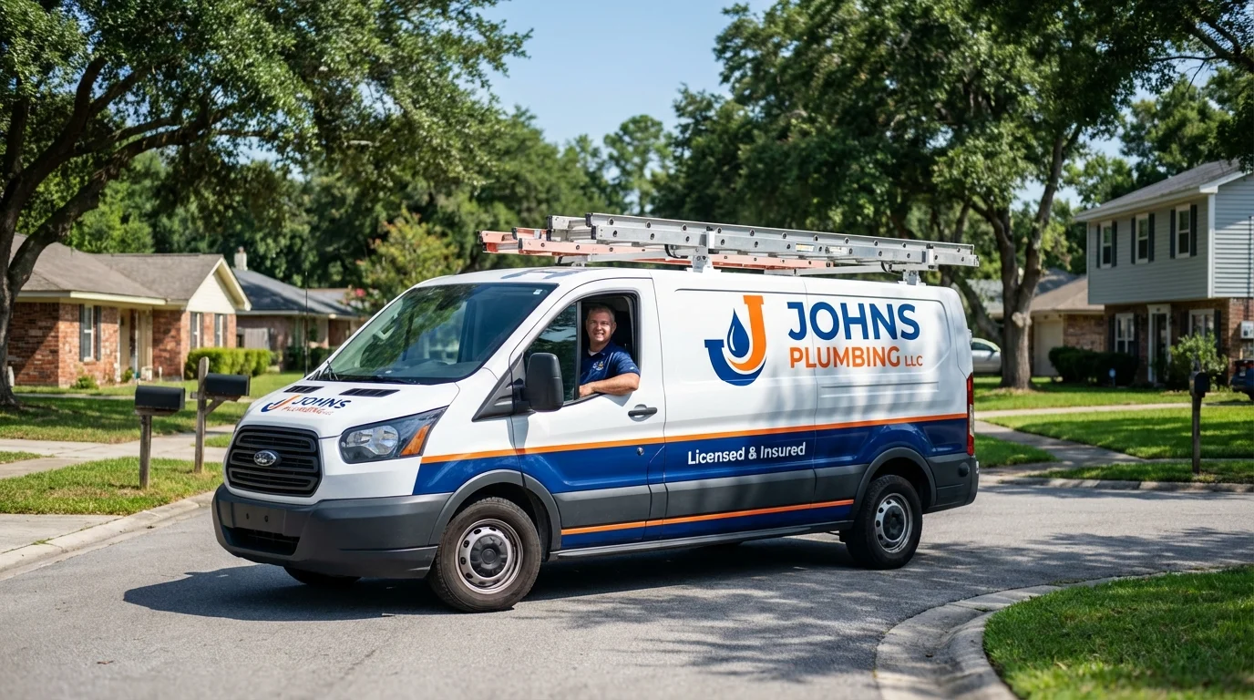 Johns Plumbing LLC service van in Young Harris, GA