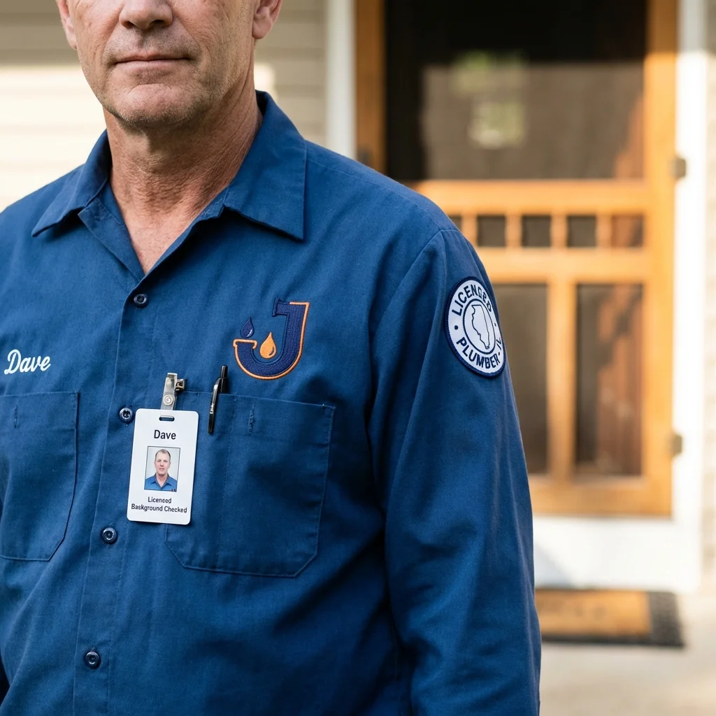 Licensed plumber showing ID badge in Young Harris, GA