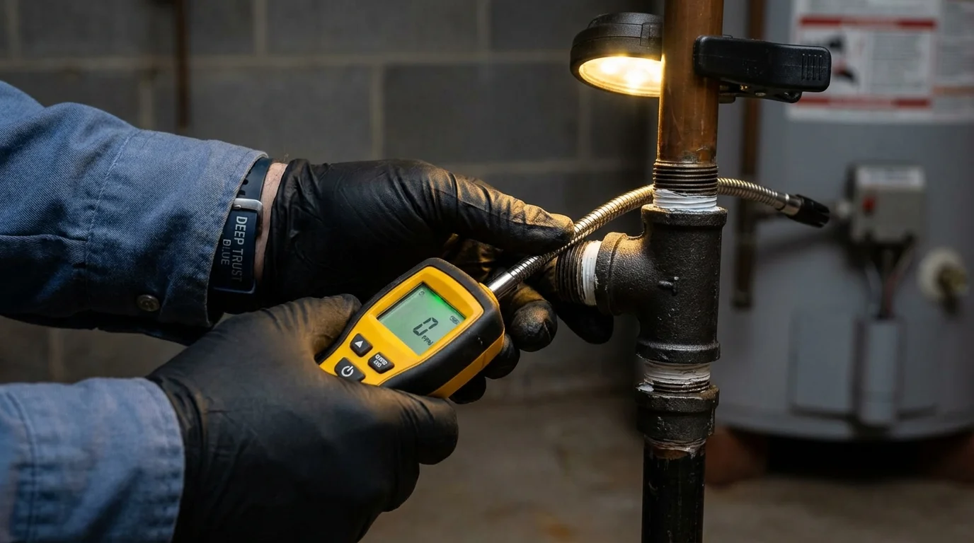 Gas leak detection with electronic sniffer by Johns Plumbing LLC in Young Harris