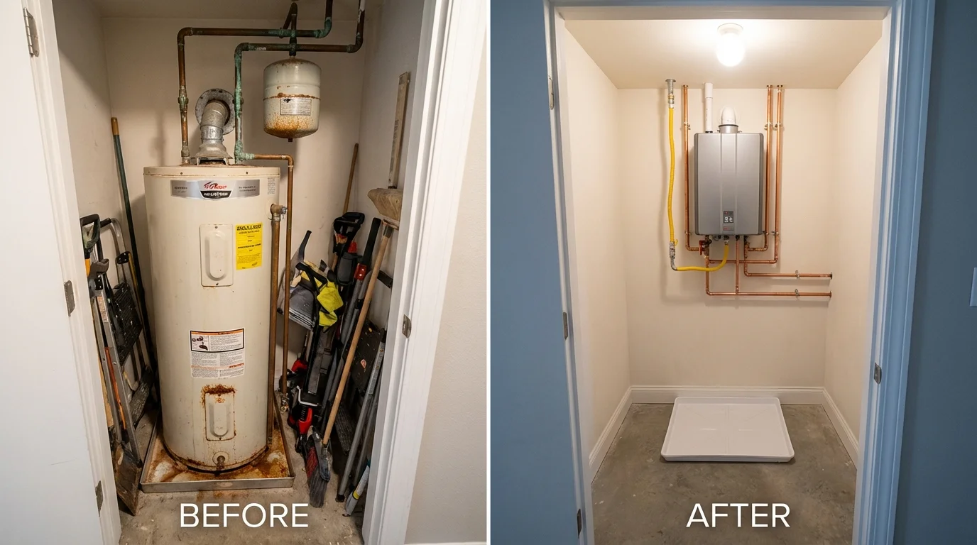 Tank water heater versus wall-mounted tankless unit comparison for Young Harris, GA homeowners