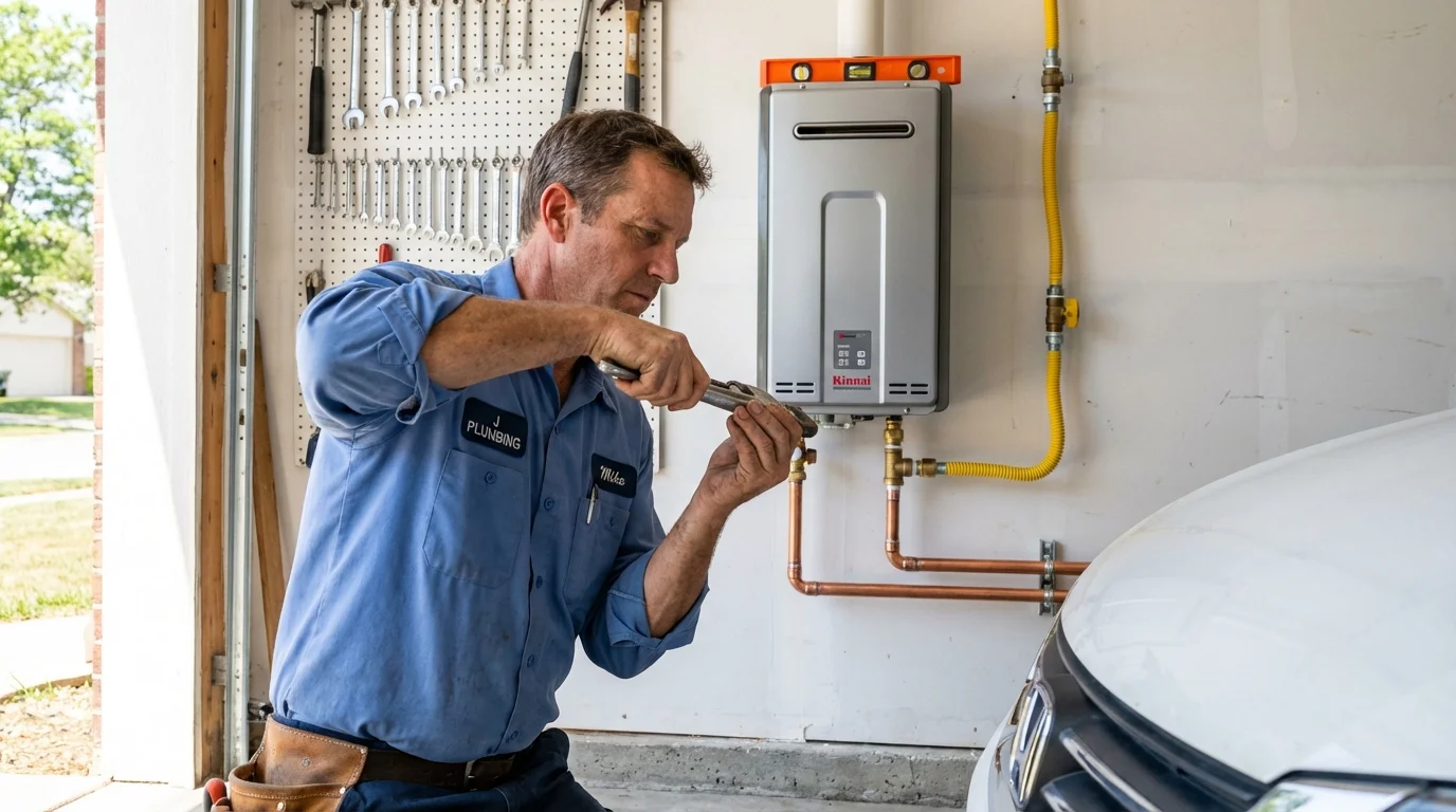 Tankless water heater installation by a Johns Plumbing LLC plumber in Young Harris